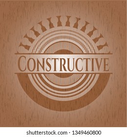 Constructive realistic wooden emblem