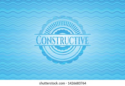Constructive water wave concept style badge. Vector Illustration. Detailed.