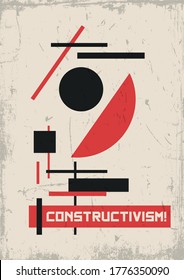 Constructivism, Suprematism Painting Style Poster, Retro Soviet Art Stylization