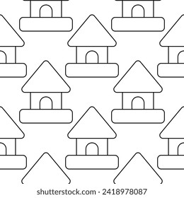 constructor build house colored childrens day kindergarten pattern textile line