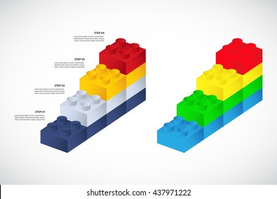 Constructor building bricks Set - 4 steps to success - Vector infographic template