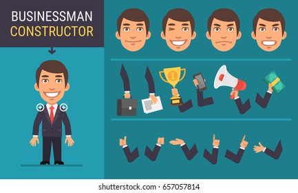 Constructor Character Businessman. Vector Illustration. Mascot Character.