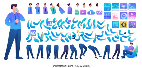 Constructor for creating a Young Man N10. Create your own character with a Set of hands and feet. Flat 2D characters