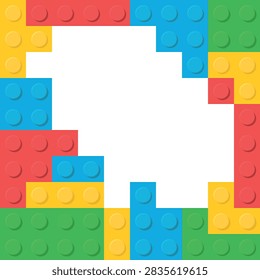 Constructor Frame. Toy studded baseplate. Template with Different Shapes and Colors.