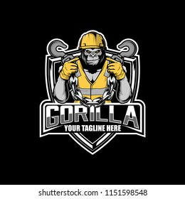 constructor gorilla badge vector template