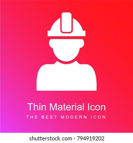 Constructor with hard hat protection on his head red and pink gradient material white icon minimal design
