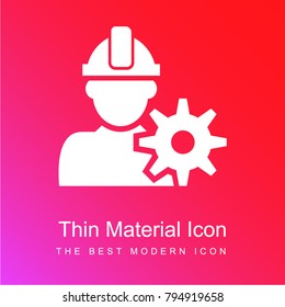 Constructor with hat and a gear red and pink gradient material white icon minimal design