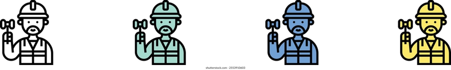 constructor icon. Outline, Green, Blue and Yellow Style Design Isolated On White Background