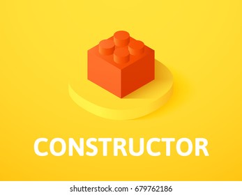 Constructor icon, vector symbol in flat isometric style isolated on color background
