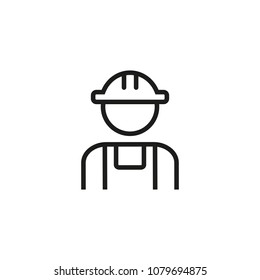Constructor line icon. Builder, engineer, man in helmet. People concept. Can be used for topics like construction, occupation, maintenance.