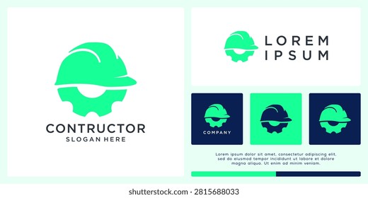 Constructor logo design abstract hardhat and gear
