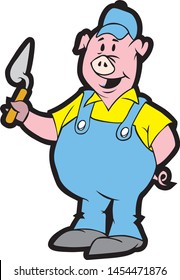 Constructor pig character funny cartoon