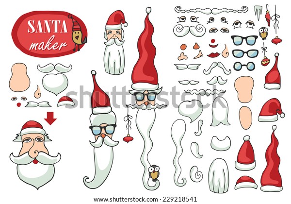 Santa Claus Face Faceshatsmustachebeardglasses Create Face