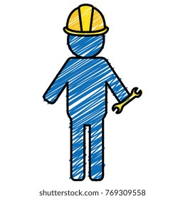 constructor silhouette with wrench