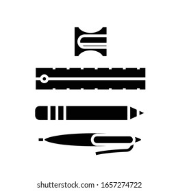 Constructor suministra icono negro, ilustración conceptual, símbolo plano vectorial, signo de glifo.