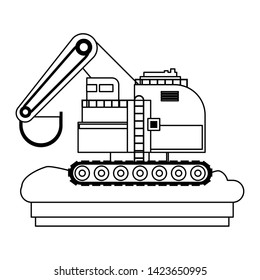Constrution backhoe vehicle machinery isolated sideview on ground vector illustration graphic design
