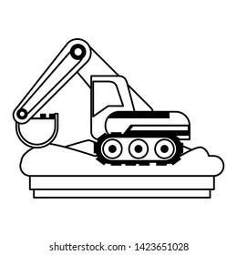 Constrution backhoe vehicle machinery isolated sideview on ground vector illustration graphic design