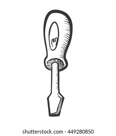 Constuction and repair concept represented by sketch screwdriver tool icon. isolated and flat illustration 