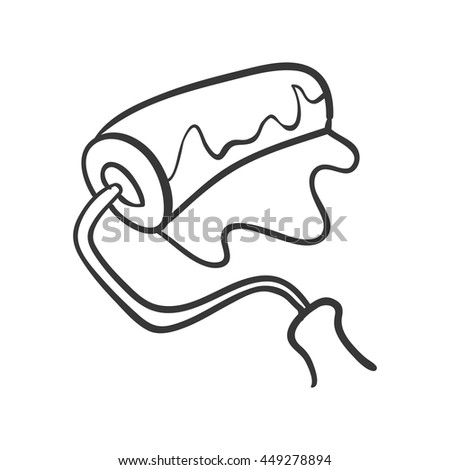 Constuction and repair concept represented by paint roll tool icon. isolated and flat illustration 