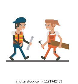 Constuction workers geometric cartoons