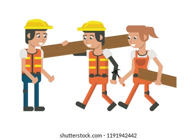 Constuction workers geometric cartoons