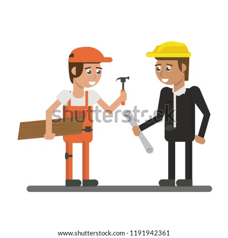 Constuction workers geometric cartoons