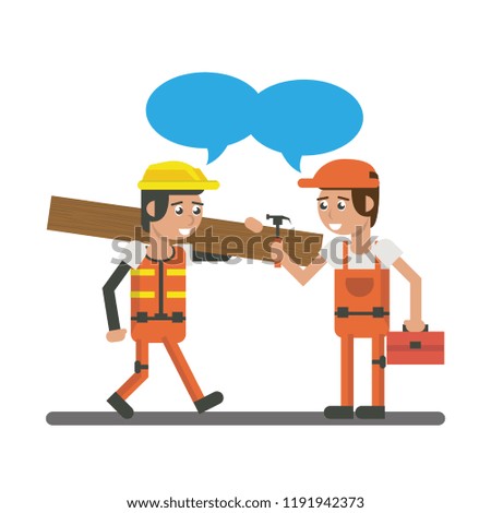 Constuction workers geometric cartoons
