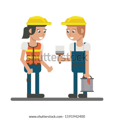 Constuction workers geometric cartoons