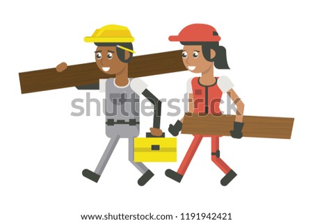 Constuction workers geometric cartoons