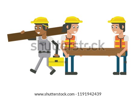 Constuction workers geometric cartoons