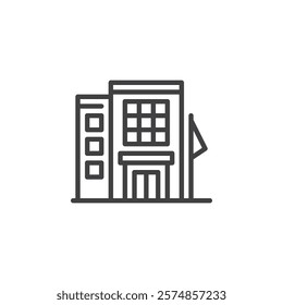 Consulate Office line icon. linear style sign for mobile concept and web design. A small office building with a flag outline vector icon. Symbol, logo illustration. Vector graphics