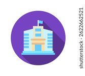 Consulate Office mini illustration rounded flat color icon, use for trade wars, economy, business, finance, economic competition, UI, UX kit, app and web development, digital or print.