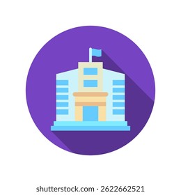 Consulado Office mini ilustração ícone de cor plana arredondado, uso para guerras comerciais, economia, negócios, finanças, concorrência econômica, UI, kit UX, aplicativo e desenvolvimento web, digital ou impressão.
