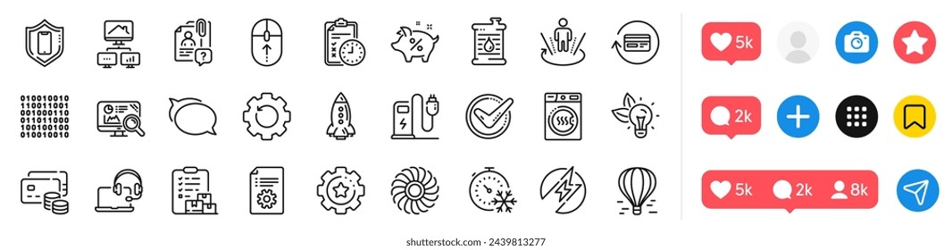 Consult, Augmented reality and Fan engine line icons pack. Social media icons. Charging station, Smartphone protection, Eco energy web icon. Delivery report, Confirmed, Work home pictogram. Vector