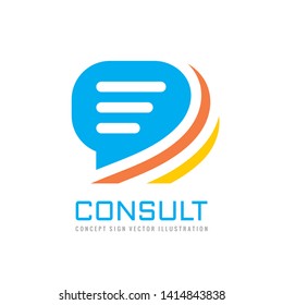 Consult business vector logo design. Message talking concept sign. 