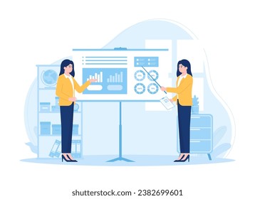 Consult each other on work projects trending concept flat illustration