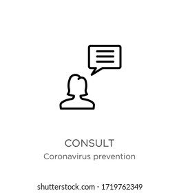 Consulte el icono. Icono de contorno lineal delgado aislado en fondo blanco de la colección Coronavirus Prevention. Signo vectorial de línea moderna, símbolo, trazo para web y móvil