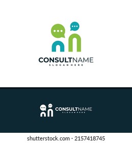Consult logo design vector, Creative People Chat logo concepts template illustration.