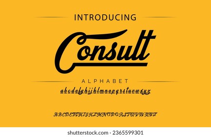 Consult Sport Modern Italic Alphabet Font. Typography urban style fonts for technology, digital, movie logo design. vector illustration