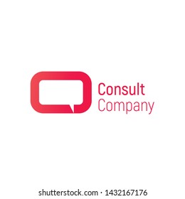 Consult vector logo. Speech bubble template for consulting company. Vector illustration isolated on a white background. Design business logo. Speech bubble for banner, cover, poster or placard. 