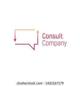 Consult vector logo. Speech bubble template for consulting company. Vector illustration isolated on a white background. Design business logo. Speech bubble for banner, cover, poster or placard. 