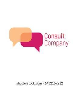 Consult vector logo. Speech bubble template for consulting company. Vector illustration isolated on a white background. Design business logo. Speech bubble for banner, cover, poster or placard. 