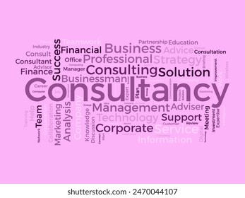 Plantilla de nube de palabras de consultoría. Concepto de gestión de consejeros Vector tagcloud fondo.
