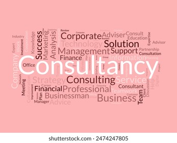 Plantilla de nube de palabras de consultoría. Concepto de gestión de consejeros Vector tagcloud fondo.