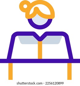 Consultant business people icon with purple and orange duotone style. Support, marketing, planning, presentation, development, meeting, network. Vector illustration