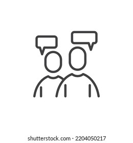Consultant chat line icon. linear style sign for mobile concept and web design. Two people with speech bubbles outline vector icon. Conversation symbol, logo illustration. Vector graphics