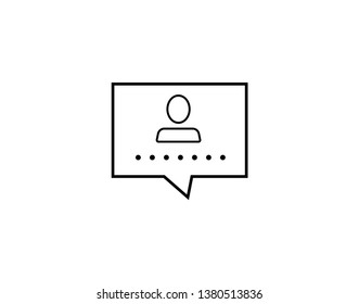Consultant, customer service, customer support, help icon, Management consulting vector icon. Illustration isolated on white background, man and a speech bubble. information. monochrome icon - Vector 