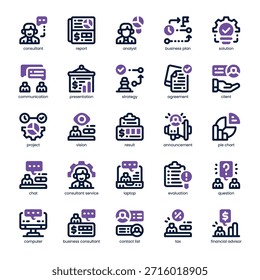 Paquete de iconos de consultor para su Sitio web, móvil, presentación y diseño de logotipo. Diseño de doble tono Consultant Icon. Ilustración gráfica de Vector y trazo editable.