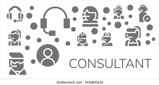 consultant icon set. 11 filled consultant icons.  Simple modern icons about  - Headset, Call center, User, Operator