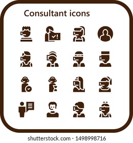 consultant icon set. 16 filled consultant icons.  Collection Of - Call center, User, Operator